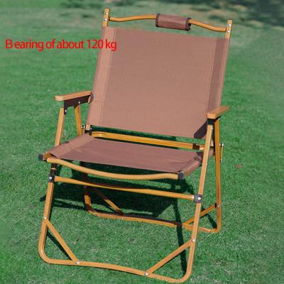 China Picnic Quality Folding Camping Beach Chair Outdoor Fishing Portable Aluminum Frame Folding Camp Stool Grain Wood Four Leg Camping Chair for sale