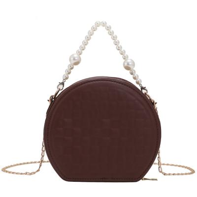 China Fashion Cross - Body Bag Round Shape Design Solid Color PU Material Black Women Bag With Long Strap Shoulder Bag for sale