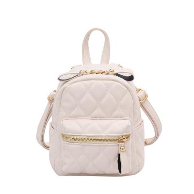 China 2023 Anti-theft White Color PU Leather Women Short Travel Backpack For Daily Packet Bag For Girls School Bag for sale