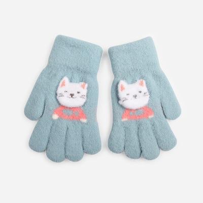 China New Arrival 2022 Toddler Gloves 7-12 Years Knitted Cat Design Velvet Cold Proof Winter Warm Gloves Plus Writing Gloves For Kids for sale