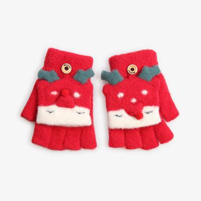 China Toddler Gloves Design New 3-7 Years Cartoon Foldable Knitted Animal Warm Gloves Plus Velvet Cold-proof Winter Writing Gloves For Kids for sale