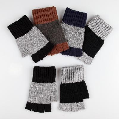 China Factory Direct Sale Half Finger Warm Gloves Adult Knitted Half Finger Gloves Half Knock Down Needle Plus Velvet Winter Work Cold Proof Gloves for sale