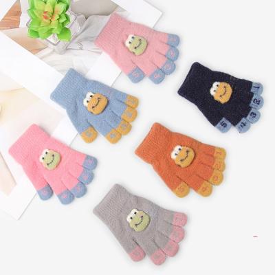 China New Design Toddler Knitted Cartoon Smile Face Warm Gloves Toddler Gloves Plus Velvet Cold Proof Winter for sale