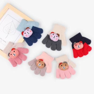 China New Toddler Gloves Design Toddler Knitted Cartoon Animal Warm Gloves Plus Velvet Cold-proof Winter for sale