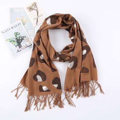 China Factory Direct Sale Autumn And Winter Fashion Womens Shawl Imitation Cashmere Leopard Print Warm Soft Comfortable Scarf Fringed Material Scarf for sale