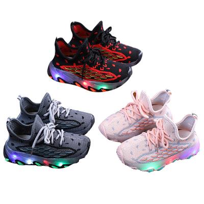 China Letter Mesh Led Socks Sport Run Letter Boys Girls Kids Sneakers Flat Shoes Light Up Shoes for sale