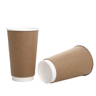 China Custom Wholesale Biodegradable Paper Coffee Cup Printing Design Kraft Paper Double Wall Paper Cup For Hot Coffee for sale