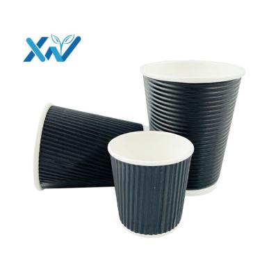 China 8oz 12oz 16oz Customized Biodegradable Ripple Print Logo Coffee Mugs Ripple Eco-Friendly Compostable Wallpaper Mug For Hot Drink for sale