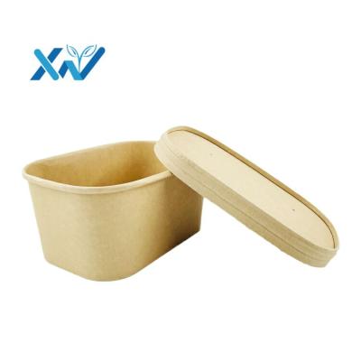 China Square Box Eco Friendly Recyclable Disposable Logo Paper Packaging Box For Food With PP Paper And Lid for sale