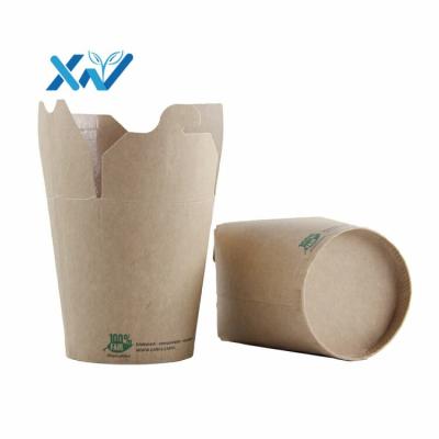 China Eco-friendly Recycled Materials Kraft Paper Food Containers Noodle Pasta Disposable Takeout Box for sale