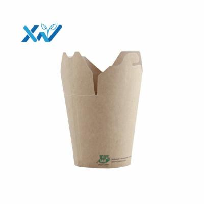 China Recycled materials wholesale hot selling disposable16oz 26oz 32oz oilproof take away round bottom kraft paper pulp box for sale