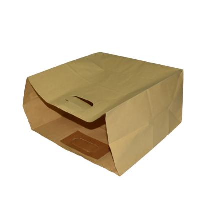 China China Customized Wholesale Recyclable Flat Bottom Die Cut Brown Take Away Kraft Paper Bag for sale