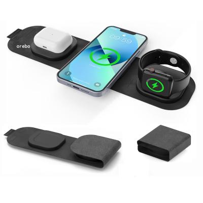 China Magnetic 3 in 1 Fast Wireless Charger 15W Folding Charging Station for iPhone 14 13 Pro Watch 7 6 SE AirPods 2 3 Pro for sale