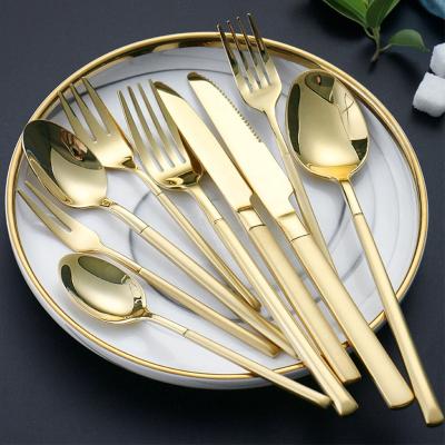 China Viable Champagne Gold Silverware Set Stainless Steel Mirror Finish Flatware Flatware Set For Party Wedding Home Festival for sale