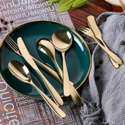 China Polished Gold Stainable Finish Gold Flatware Set Knives For Forking And Spooning Rust Resistant Stainless Steel Silverware Cutlery Set for sale