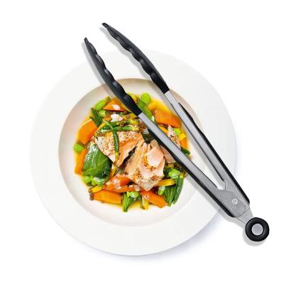 China 9-Inch Food Sustainable Silicone Tongs With Nylon Heads for sale