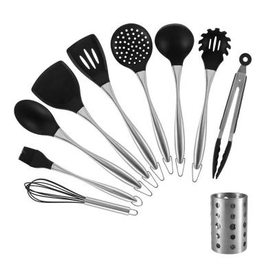 China Viable Silicone Salad Tong Spatula Spaghetti Spoon Turner Set Kitchen Silicone Cookware Set for sale