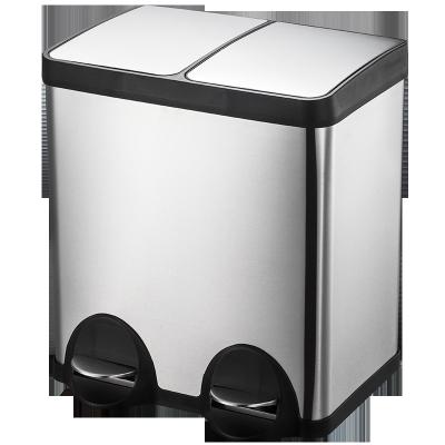 China E-SO Stainless Steel 60L Sustainable Patent Design Double Compartment Trash Bin Recycle Bin for sale