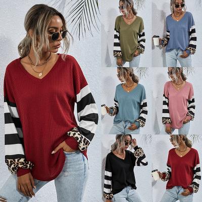 China Breathable V-Neck Plus Size T-Shirt Woman Long Sleeve Tops Fashion In Most Common Size Women's Blouses And Shirts for sale