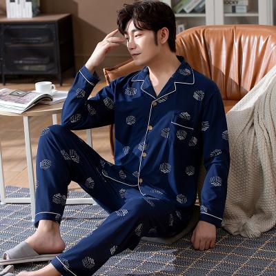 China QUICK DRY Solid Cotton Brushed Flannel Long Sleeve Shirt And Pants Matching Collar Mens Pajamas Sleepwear Sets Family Pajamas 2pc Sets for sale