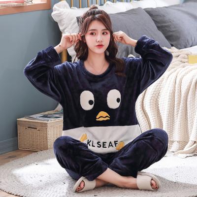 China Wholesale Christmas Thermal Pajamas Sets Warm Cute Animal Female Funny Bear Sleepwear Flannel Pajamas Winter Home Clothes Men for sale