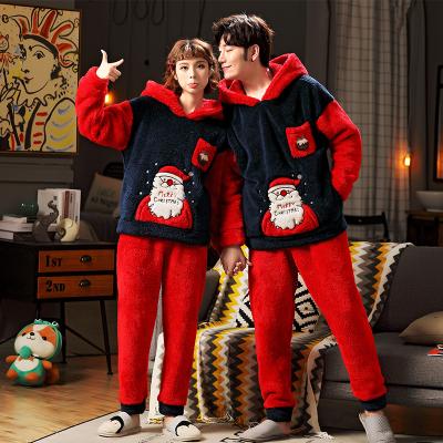 China Thermal Christmas Family Matching Pajamas Set Christmas Sleepwear Parent-child Santa Deer Nightgowns O-Neck Print Top Swomen's Sleepwear for sale