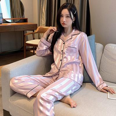 China QUICK DRY Fall Sleepwear Lady 2 Piece Nightgowns Home Wear Pajama Designer Inspired Pajama Satin Silk Night Suit For Women for sale