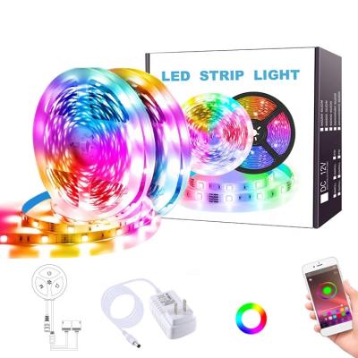 China 5M RGB 12V Blue-tooth LED Strip Light Residential Flexible Christmas LED Ribbon Lights for Room Lighting Waterproof Tape for sale