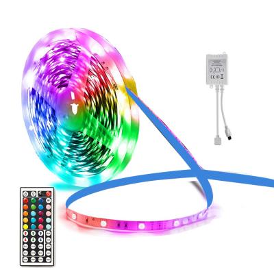 China Residential Shenzhen 5050 RGB 5M 10m 300LEDs IP65 LED Strip Light With 44 IR Controller Led Head Light RGB Remote Strip for sale