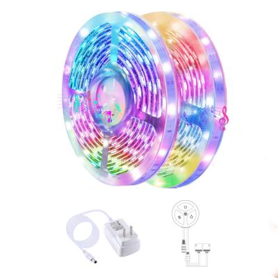 China Residential Private Blue-tooth Smart Music Sync RGB Smart Color Changing Led Strips Kit With 20 Key RF Remote Control for sale