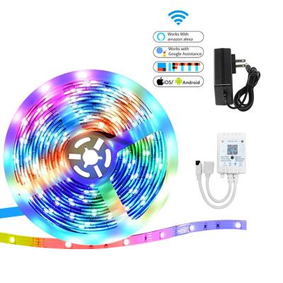 China Smart Warehouse RGBIC Rainbow Effect 24 Volt LED Strip Lighting, IR Music Remote Control Sync Dream Color LED Strip RGB 5050 for sale