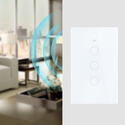 China Crystal Glass Touch Switch 3Gang Smart Switch Support EU USA UK Standard Wifi Lamp Switch Amazon Alexa Google Home Tuya Wifi Smart Switch for sale