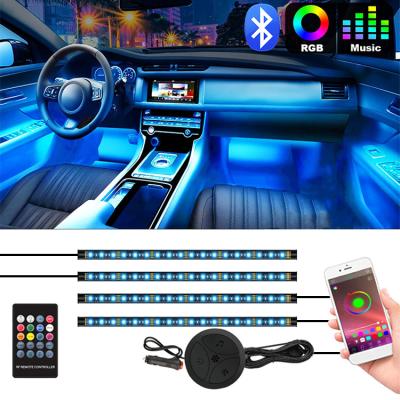 China Car Atmosphere Light Car LED Accent Interior Ambient Light Strip Light With Phone APP Control Flexible Atmosphere Lamp Kit for sale