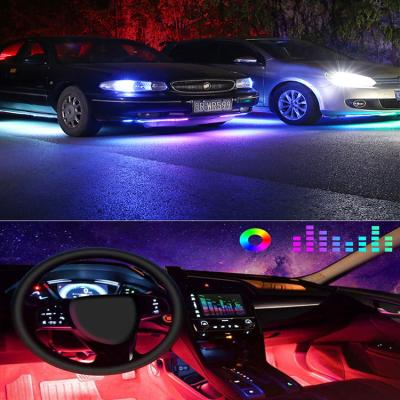 China Design Car Atmosphere Lights Car Atmosphere Lights Car Interior Light 4pcs 72 Light Two Line Two Line APP Controller Lighting 48 LEDs With Car Charger for sale