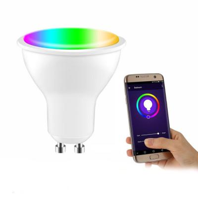 China High efficiency factory direct sales wifi GU10 smart bulb,spot control-RGBW GU10 remote control and app light 5W for sale