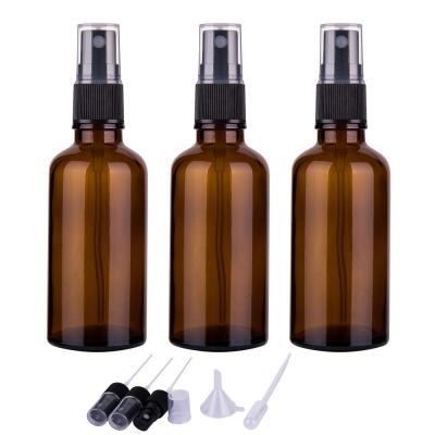 China Steamable 2 Oz Set Of 3 Amber Glass Essential Oil Spray Bottles For Small Empty Spray Bottle Fine Mist Spray for sale