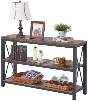 China Convertible Industrial Sofa Console Table, 3 Tier Horizontal Entry Tables with Open Shelf, Rustic Entry/Hallway Table for Living Room for sale