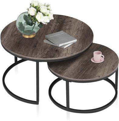 China Coffee Table Farmhouse Wood Vintage Round Nesting Extendable Black Side Tables Living Room End Table Sets for sale