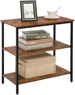 China Adjustable (height) 3-Tiers Nightstand End Table with Shelves Narrow Bedside Table with Metal Frame, End Table for Small and Deep Space, Study for sale