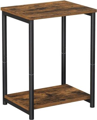 China (Size) Adjustable suitable for living room, study room, bedroom, industrial and rustic brown side table with storage shelf, ultra-thin bedside table for sale