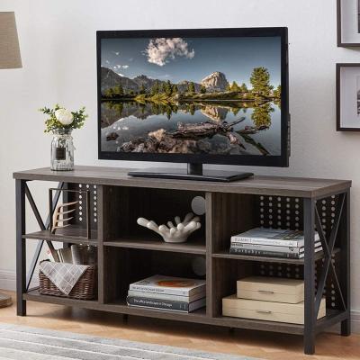 China Convertible TV Stand for TVs up to 65 Inches, Mid Century Modern Entertainment Center with Storage Shelves, Wood and Metal TV Media Console for sale