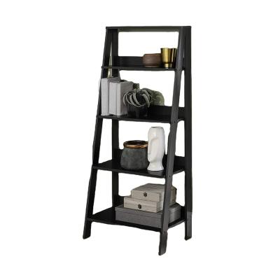 China Sophia Modern Rustic 4 Shelf Ladder Bookcase, 55 inch, Black for sale