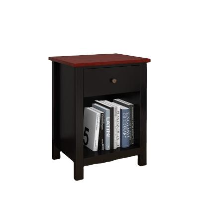 China Nightstand Convertible Bedroom, Side Table with 1-Drawer Storage Cabinet, End Table Wood Bedside Table, Black for sale