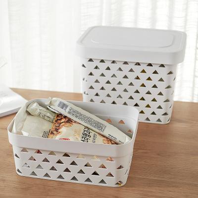 China Viable new product with plastic cover storage basket can be superimposed storage box office kitchen matching storage basket for sale