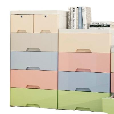 China Modern plastic drawers storage furniture bedroom closet clothes plastic storage cabinet for sale