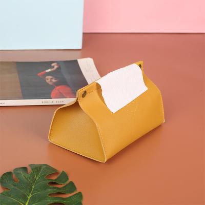 China Home Viable Leather Table Lid Box Tissue Case Towel Storage Container Tissue Office Bag For Outdoor Car Hotel for sale