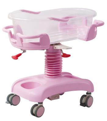 China Ward Nursing Equipment YF068L Adjustable ABS Baby Trolley Infant Sleep Cart For Newborns for sale