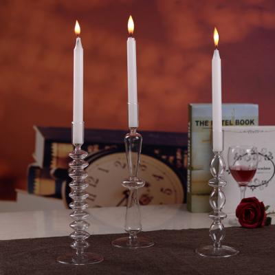 China Home Decoration Wholesale Candle Holder Borosilicate Glass Colored Candlestick for sale