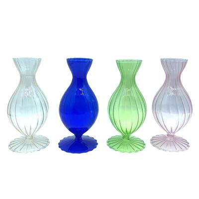 China Modern Wholesale Bulk Floral Glass Clear Flat Decoration Cylinder Glass Vase for sale