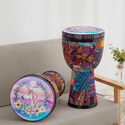 China Children Playing African Kids Toy Musical Instrument Cloth 8inch Djembe Drums Kids Toy Supplier for sale